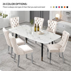 Upholstered Tufted Velvet Dining Chair with Solid Wood Legs Set of 6