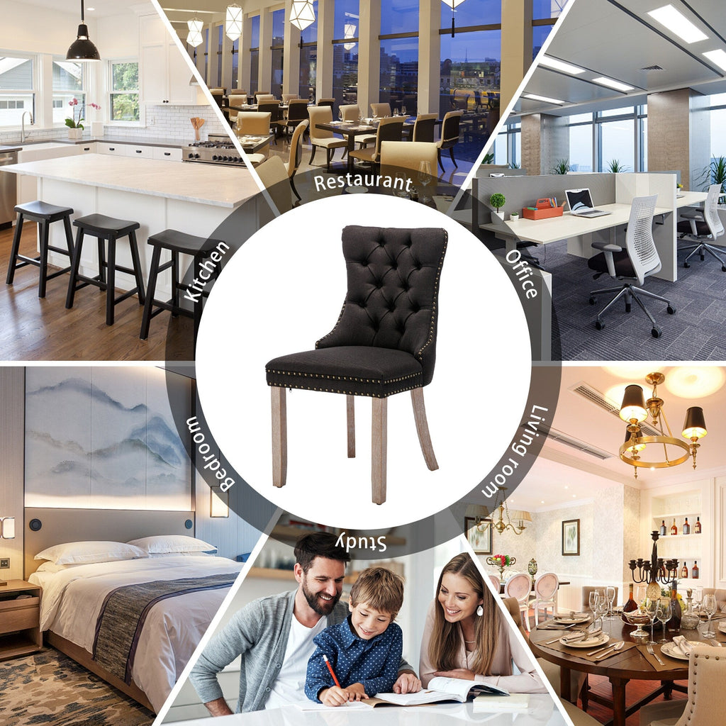 Upholstered Tufted Velvet Dining Chair with Solid Wood Legs Set of 6