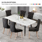 Upholstered Tufted Velvet Dining Chair with Solid Wood Legs Set of 6