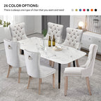 Upholstered Tufted Velvet Dining Chair with Solid Wood Legs Set of 6