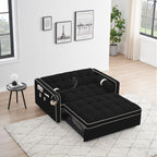 Velvet Convertible 55'' 2-Seater Sleeper Sofa with Pull-Out Bed, Adjustable Recline, Side Pockets, and Phone Holder