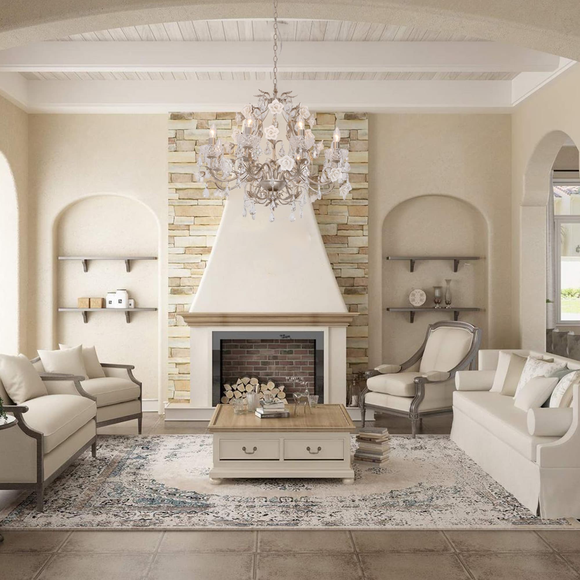 Magnifique et élégant lustre vintage en cristal rose, style palais.