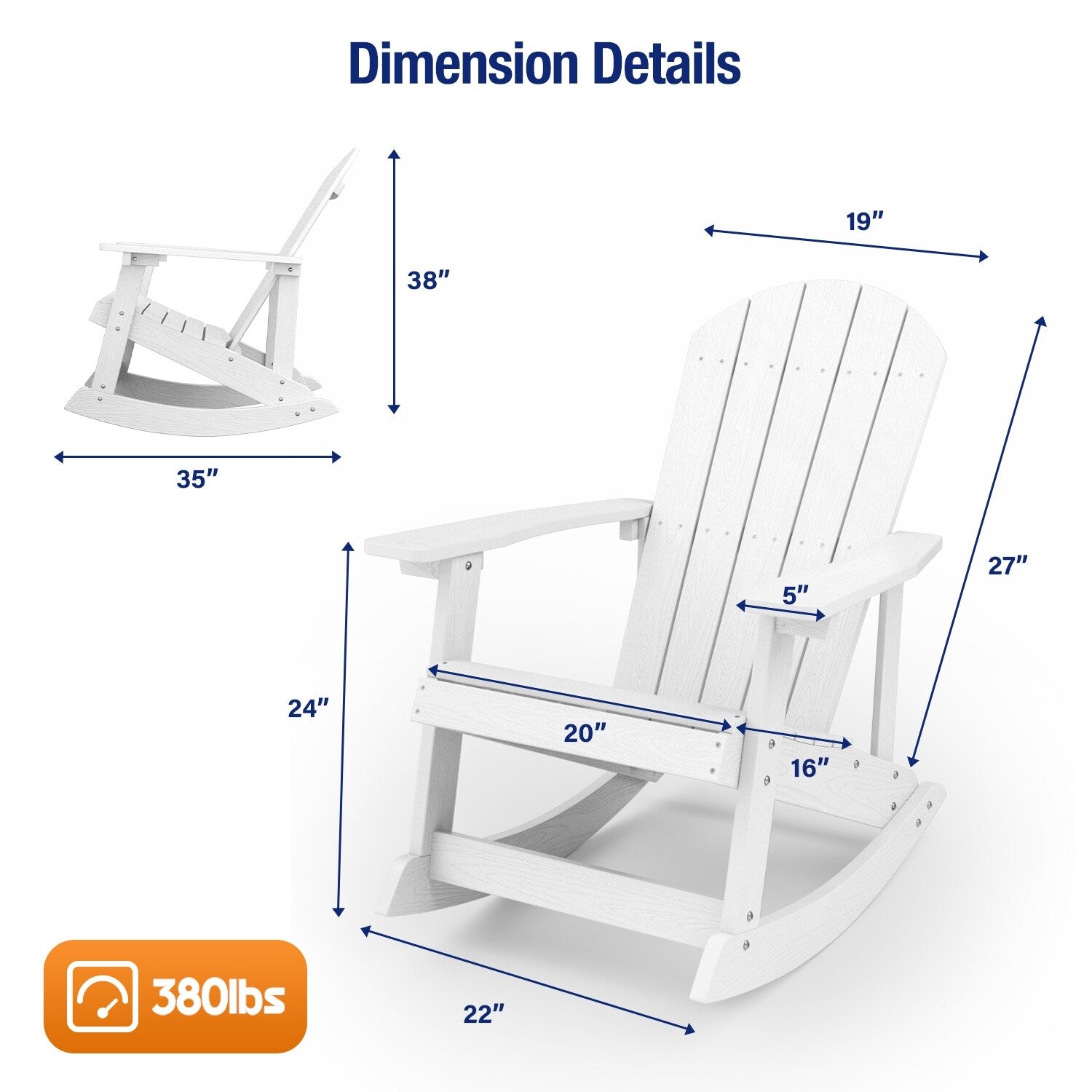 WINSOON All Weather Outdoor Rocking Chair, Set of 2