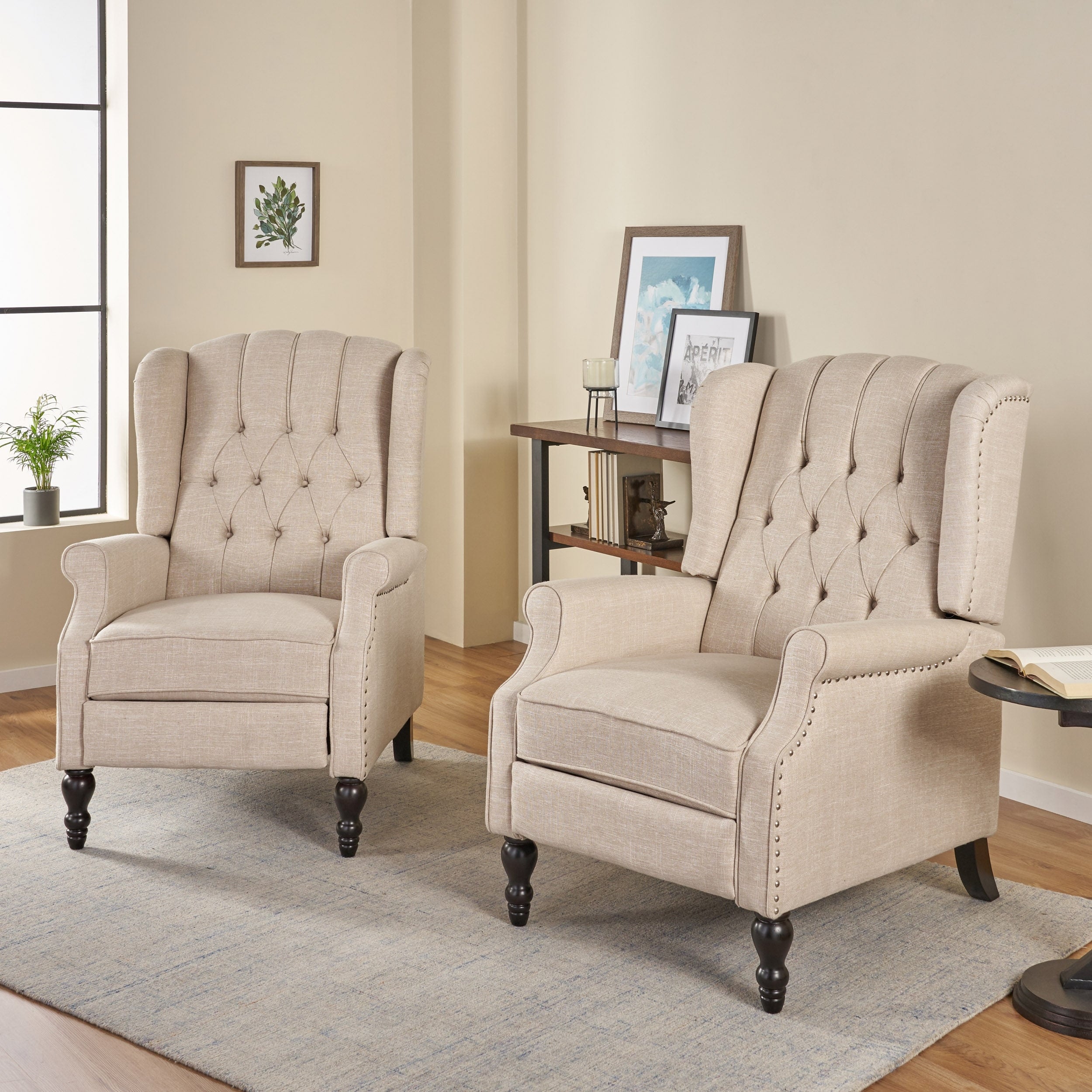Walter Tufted Fabric Recliners (Set of 2) by Christopher Knight Home