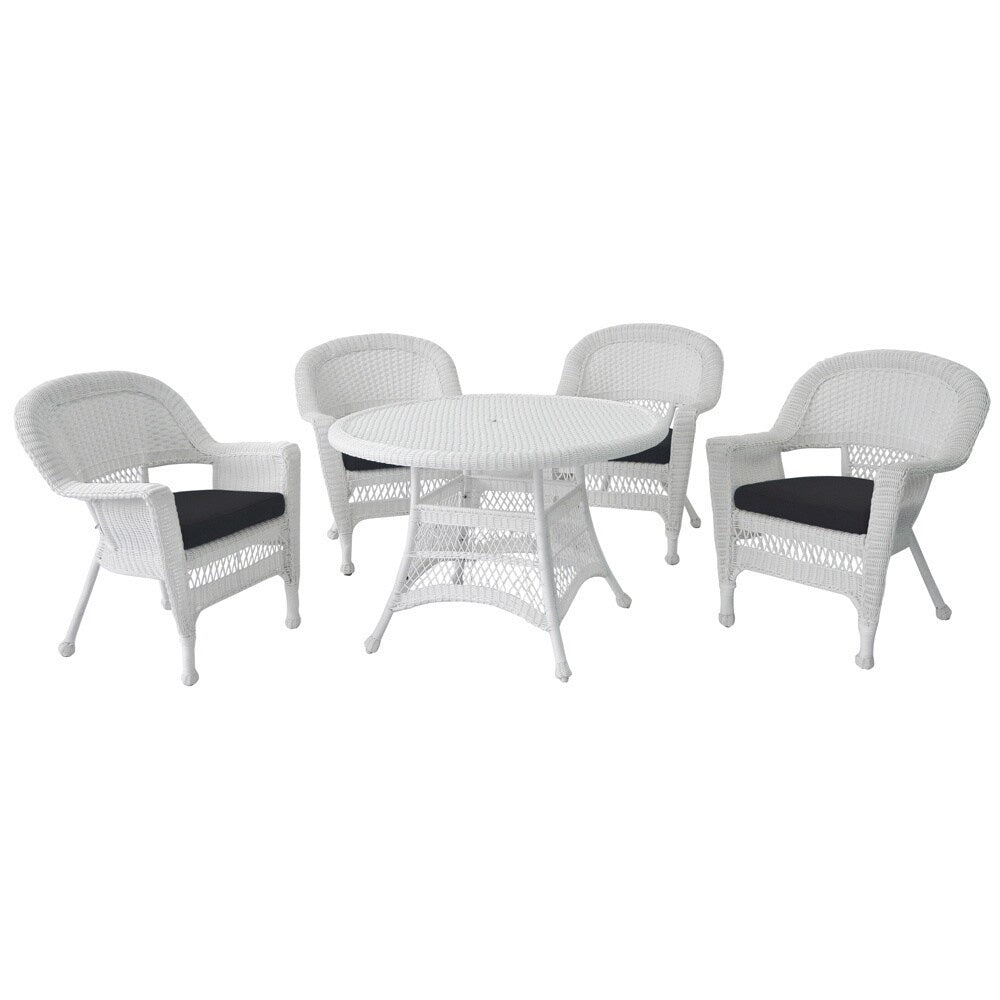 5-piece White Resin Wicker Dining Set
