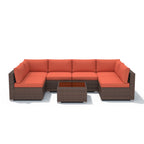 Wicker/ Steel 7-piece Outdoor Cushioned Sectional Sofa Set