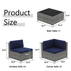 Wicker/ Steel 7-piece Outdoor Cushioned Sectional Sofa Set