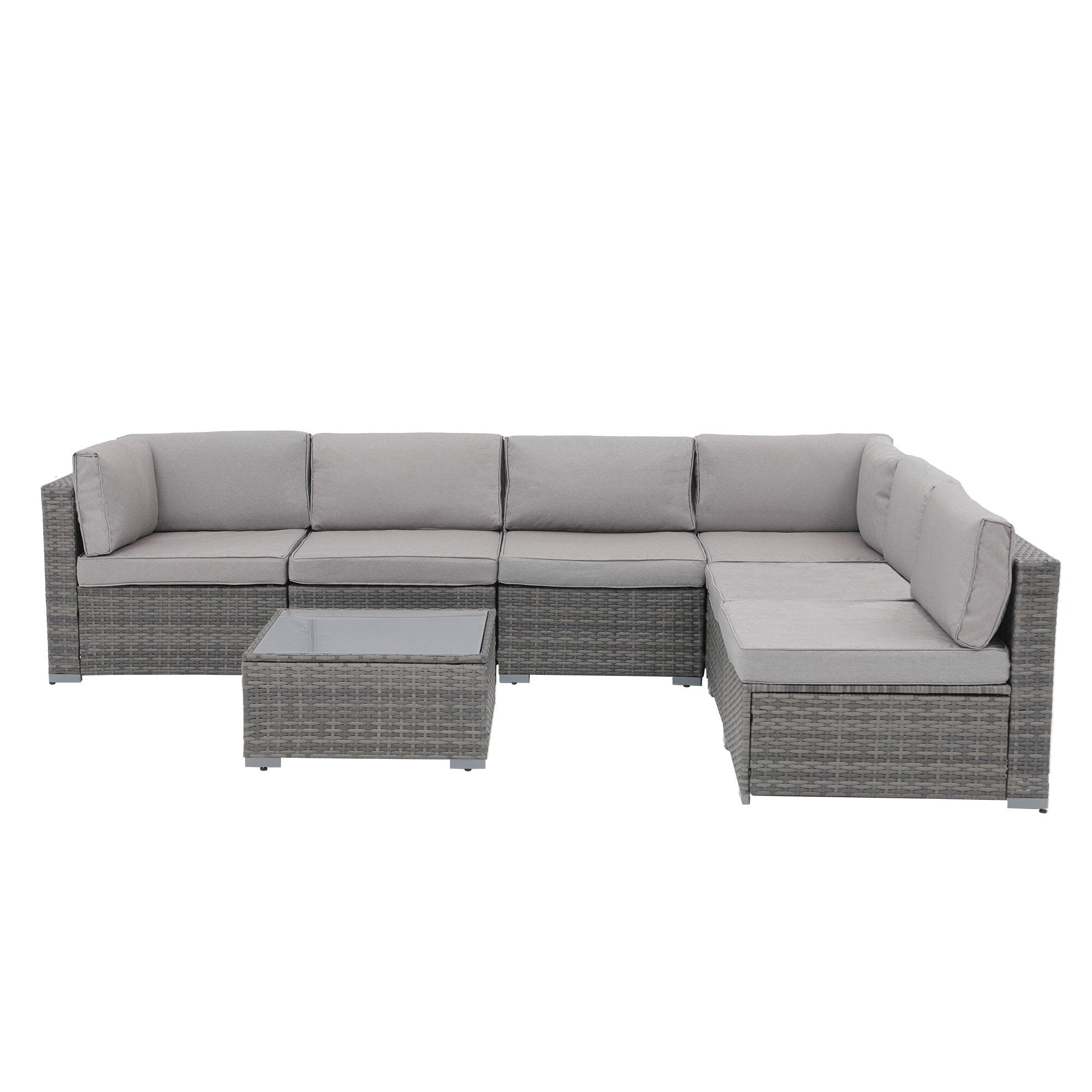 Wicker/ Steel 7-piece Outdoor Cushioned Sectional Sofa Set