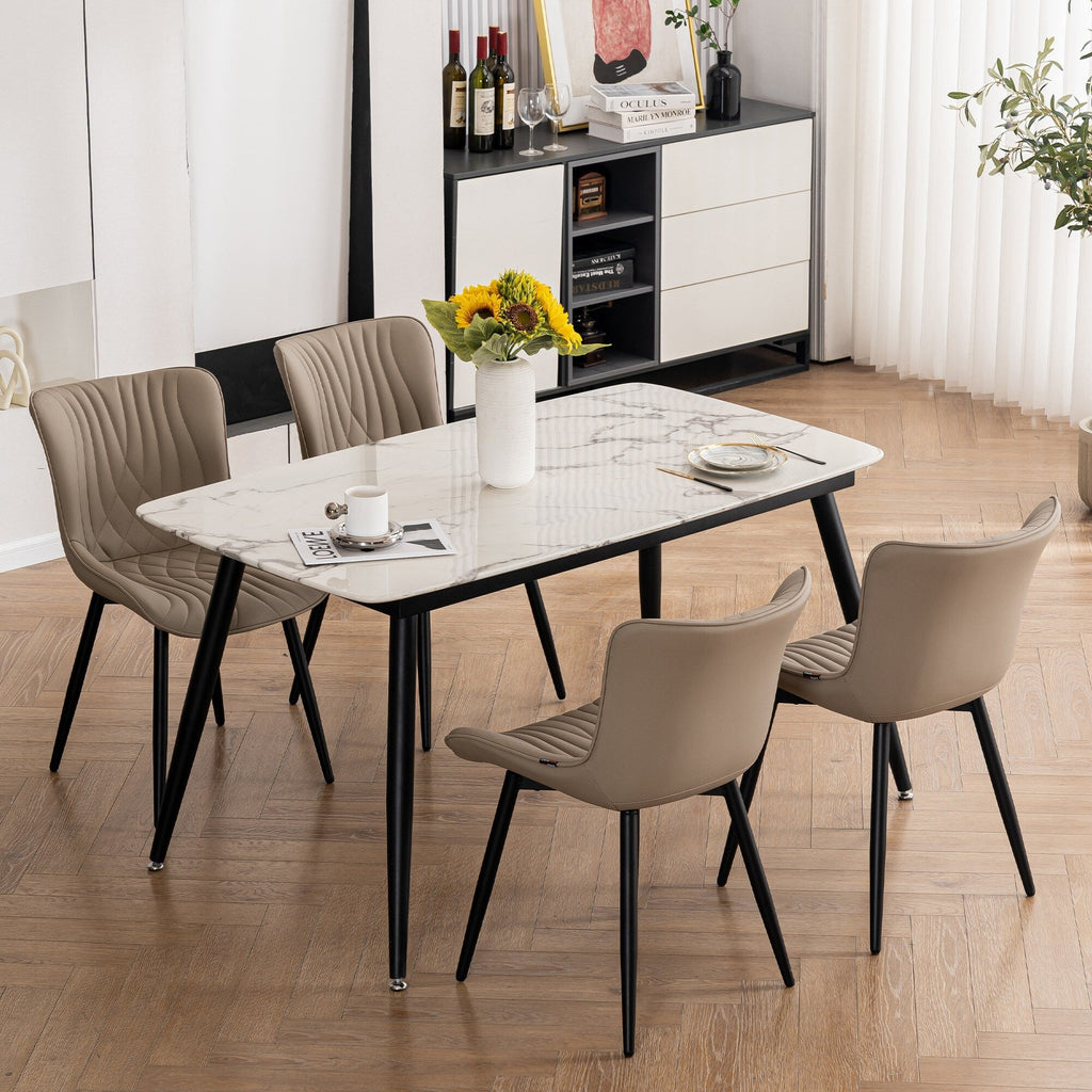Modern Upholstered Leather Armless Dining Chairs Set of 2