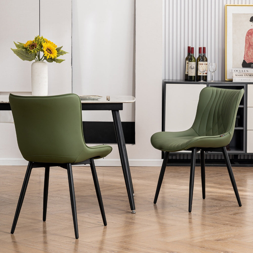 Modern Upholstered Leather Armless Dining Chairs Set of 2