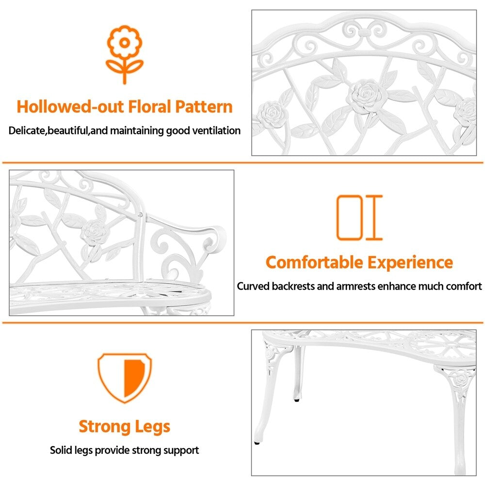 Yaheetech Outdoor Metal Bench Patio Park Garden Bench - N/A