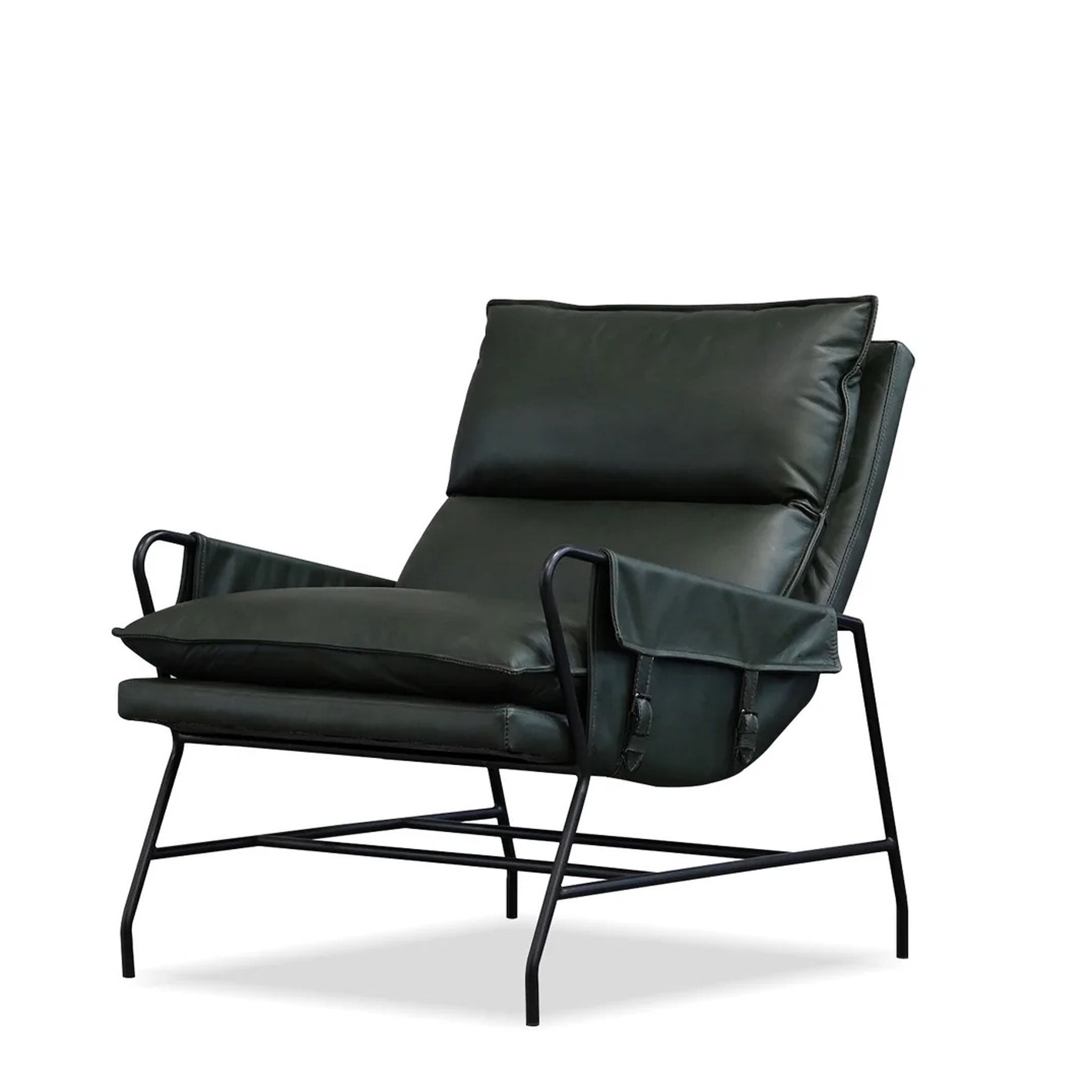 Fauteuil Marcus en cuir vert mousse