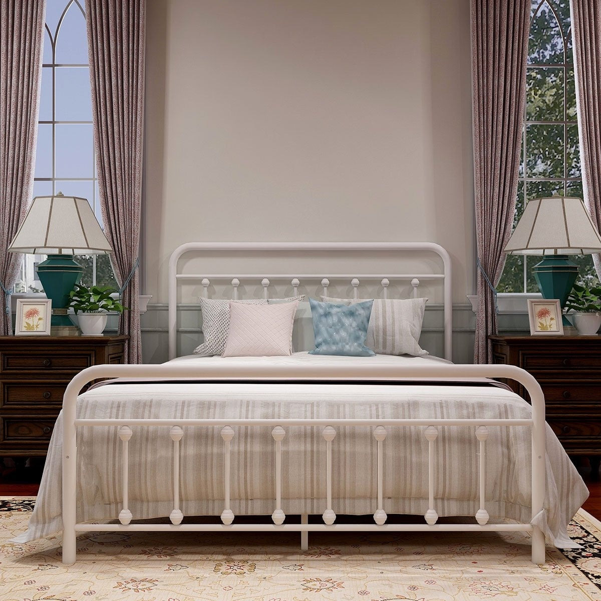 Cadre de lit plateforme en métal style vintage simple Alazyhome, montage facile