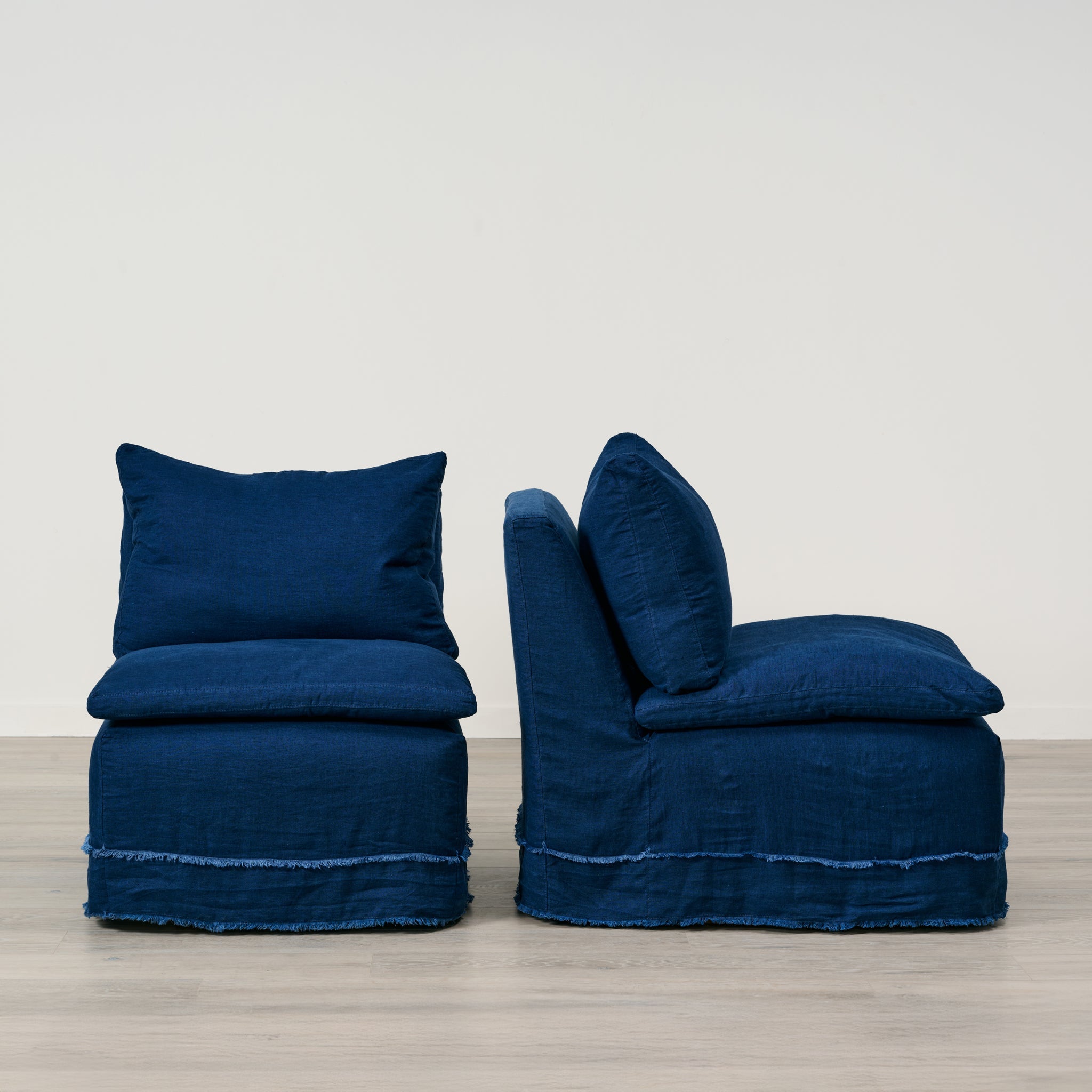 Fauteuil sans accoudoirs Laguna, housse amovible couleur Cassidy Indigo