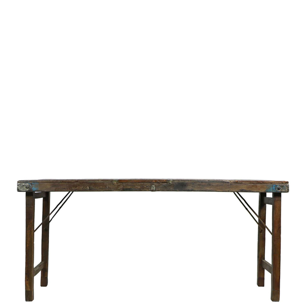 Grande table de mariage vintage en bois naturel