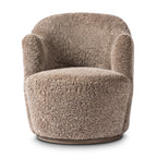 Fauteuil pivotant Aurora en peau de mouton retournée taupe