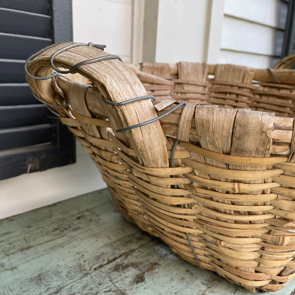 Panier vintage en lattes de bois - B