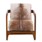 Fauteuil d'appoint Brayden en cuir de chèvre marron et teck