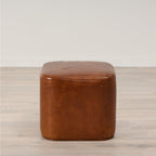 Pouf Ames en cuir marron châtaigne