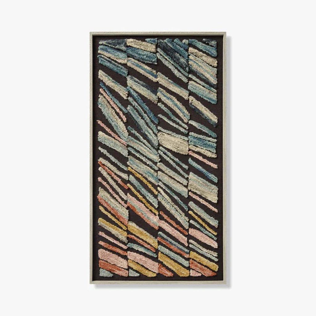 Décoration murale tissée encadrée Bluster, noire et multicolore.