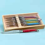 Ensemble classique français Laguiole de 6 couteaux à steak arc-en-ciel