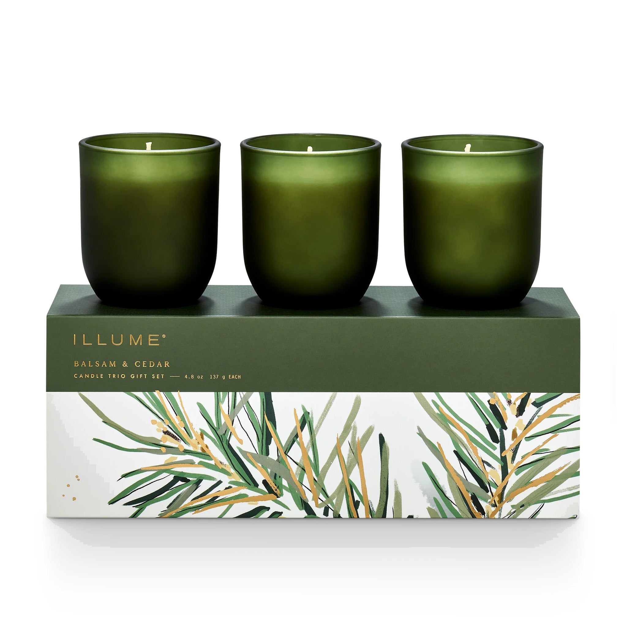Coffret cadeau Trio de bougies sapin baumier et cèdre