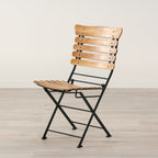 Chaise pliante de bistro à lattes en teck