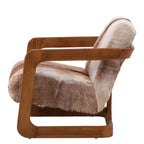 Fauteuil d'appoint Brayden en cuir de chèvre marron et teck