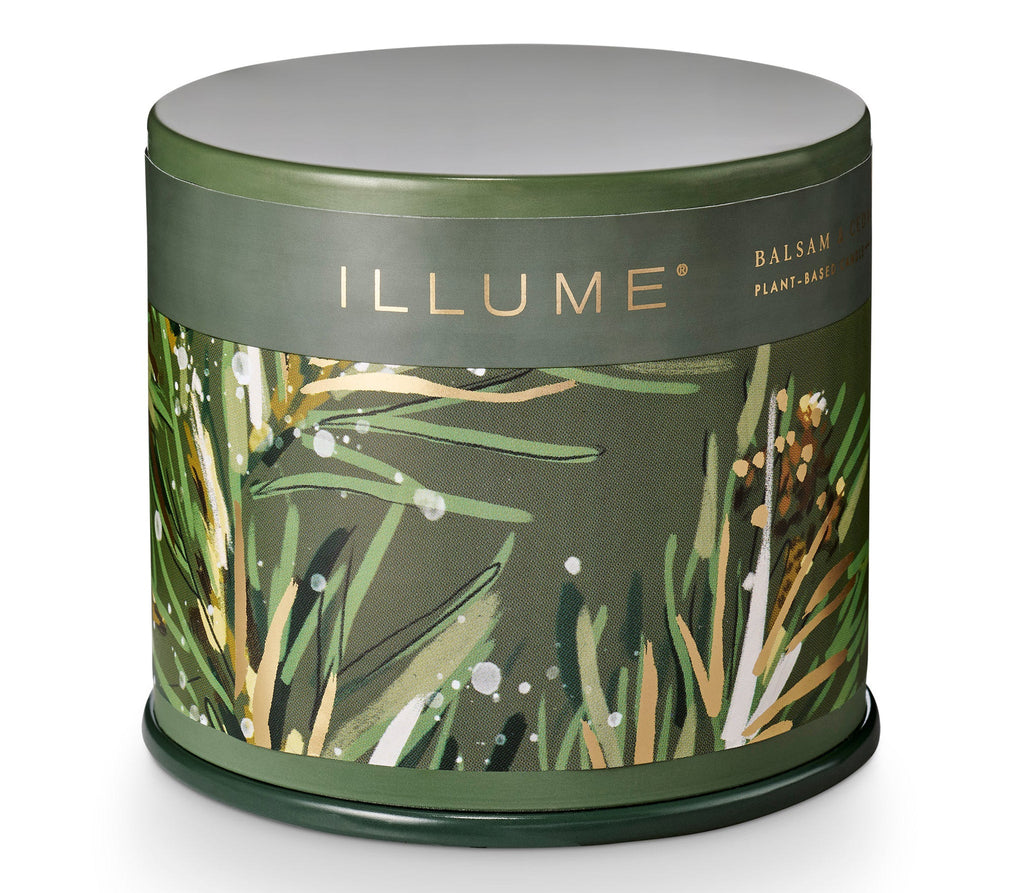 Bougie en boîte demi-format pour vanité, sapin et cèdre