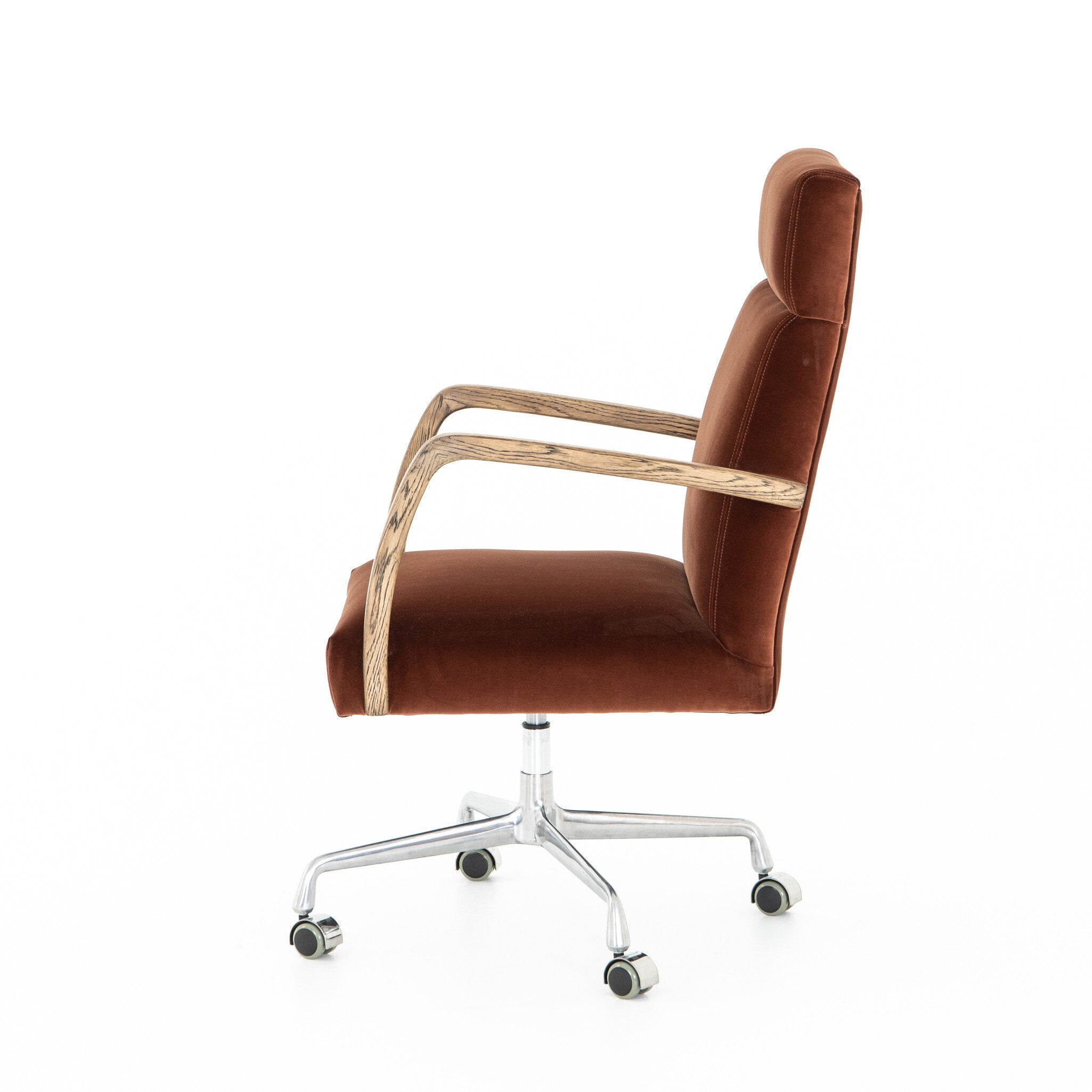 Chaise de bureau Bryson en velours auburn brûlé
