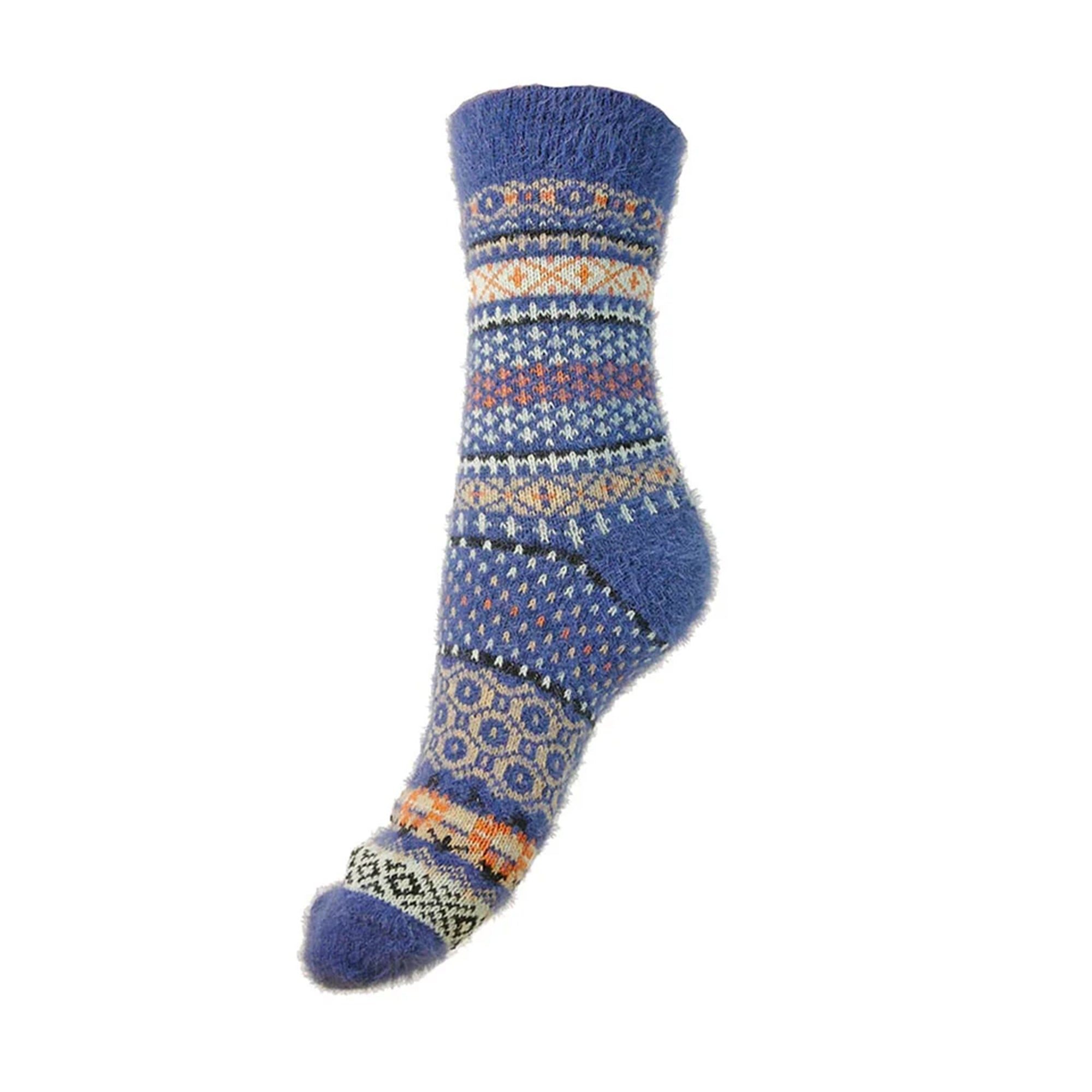 Chaussettes bleues à motifs scandinaves en laine douce mélangée