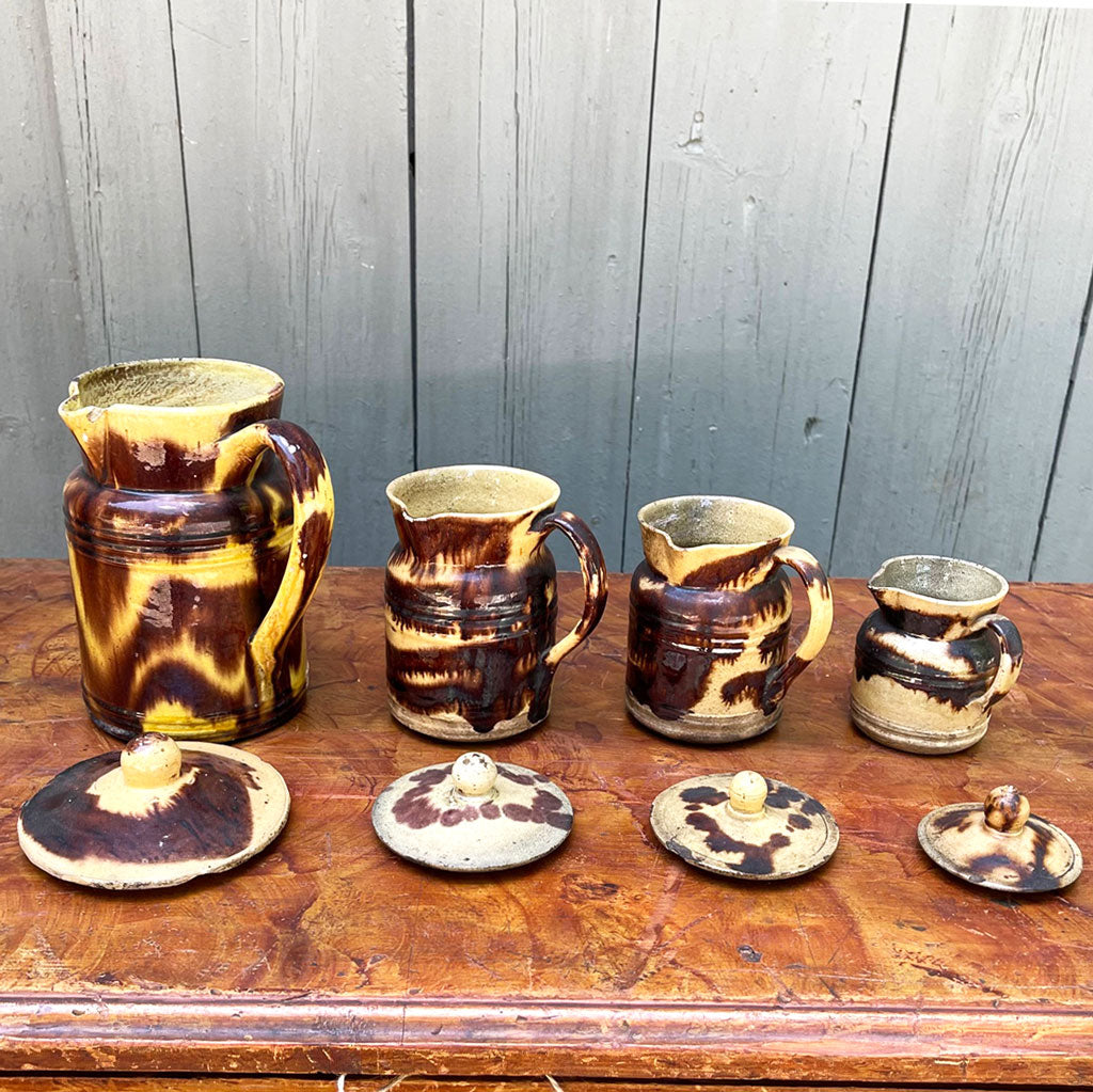 Pichets Jaspe français vintage avec couvercles (lot de 4)